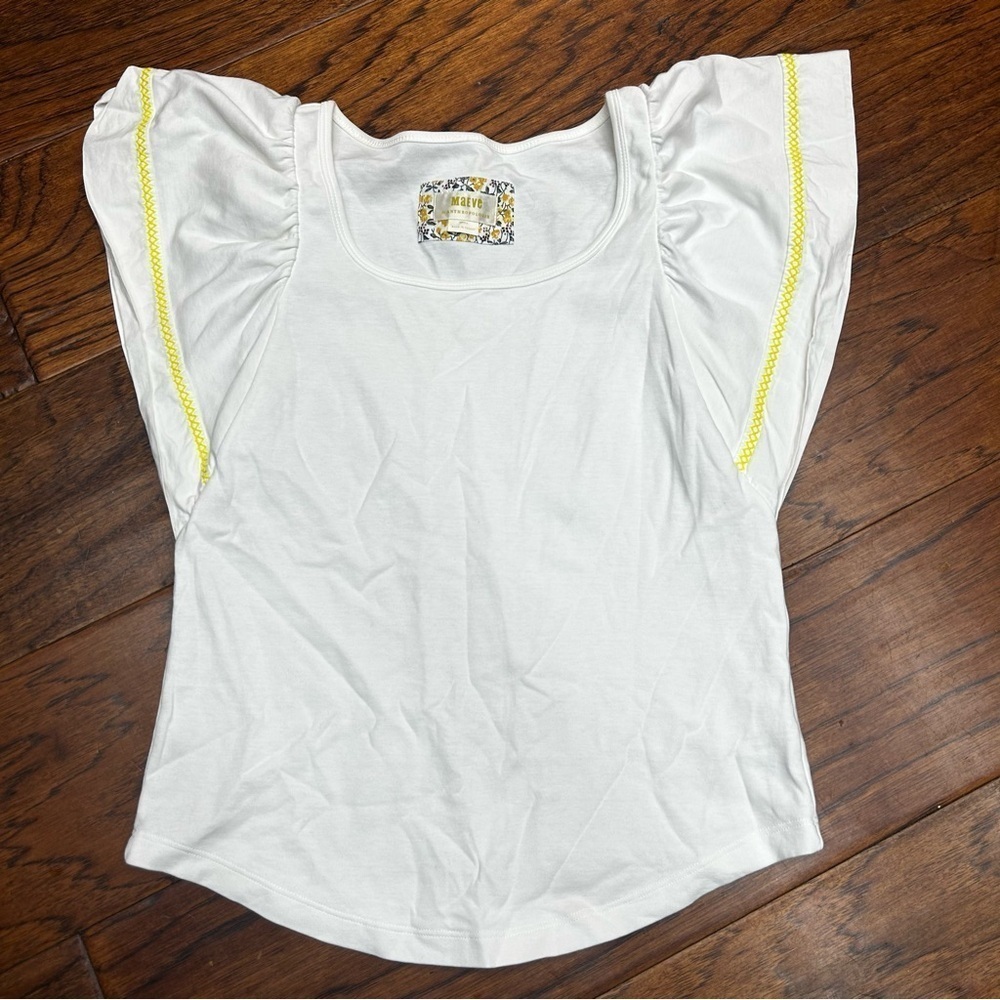 Maeve White Top with Yellow Accents